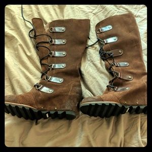 Sorel Joan of Arctic Lace Up Leather Wedges